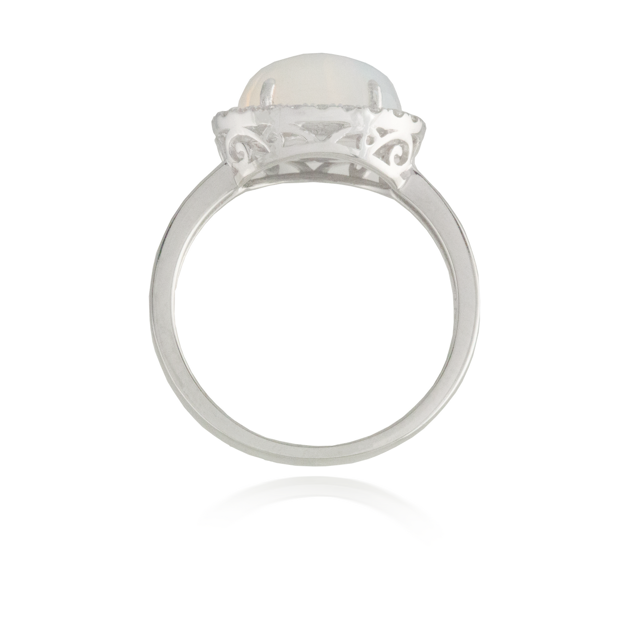 Large Opal White Gold Ring