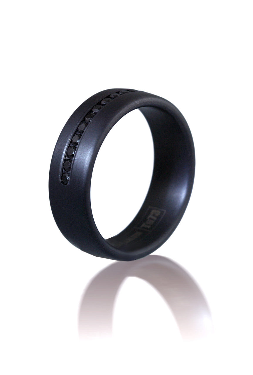 Black Diamond Tantalum Wedding Band