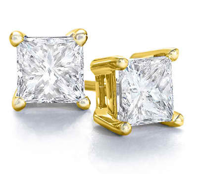 Create Your Own Princess Cut Diamond Stud Earrings