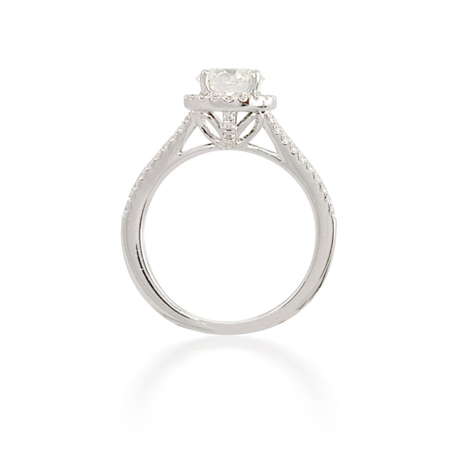 Diamond Halo Engagement Ring with Split-Shank