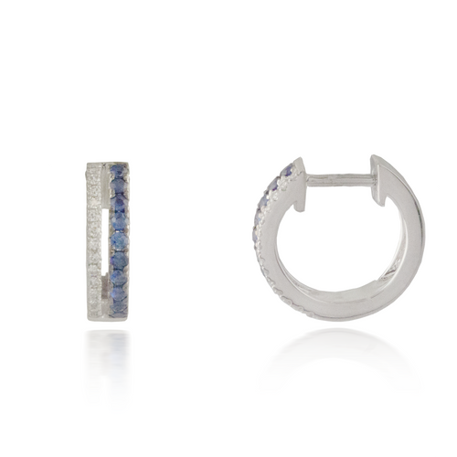 Round Sapphires White Gold Earring
