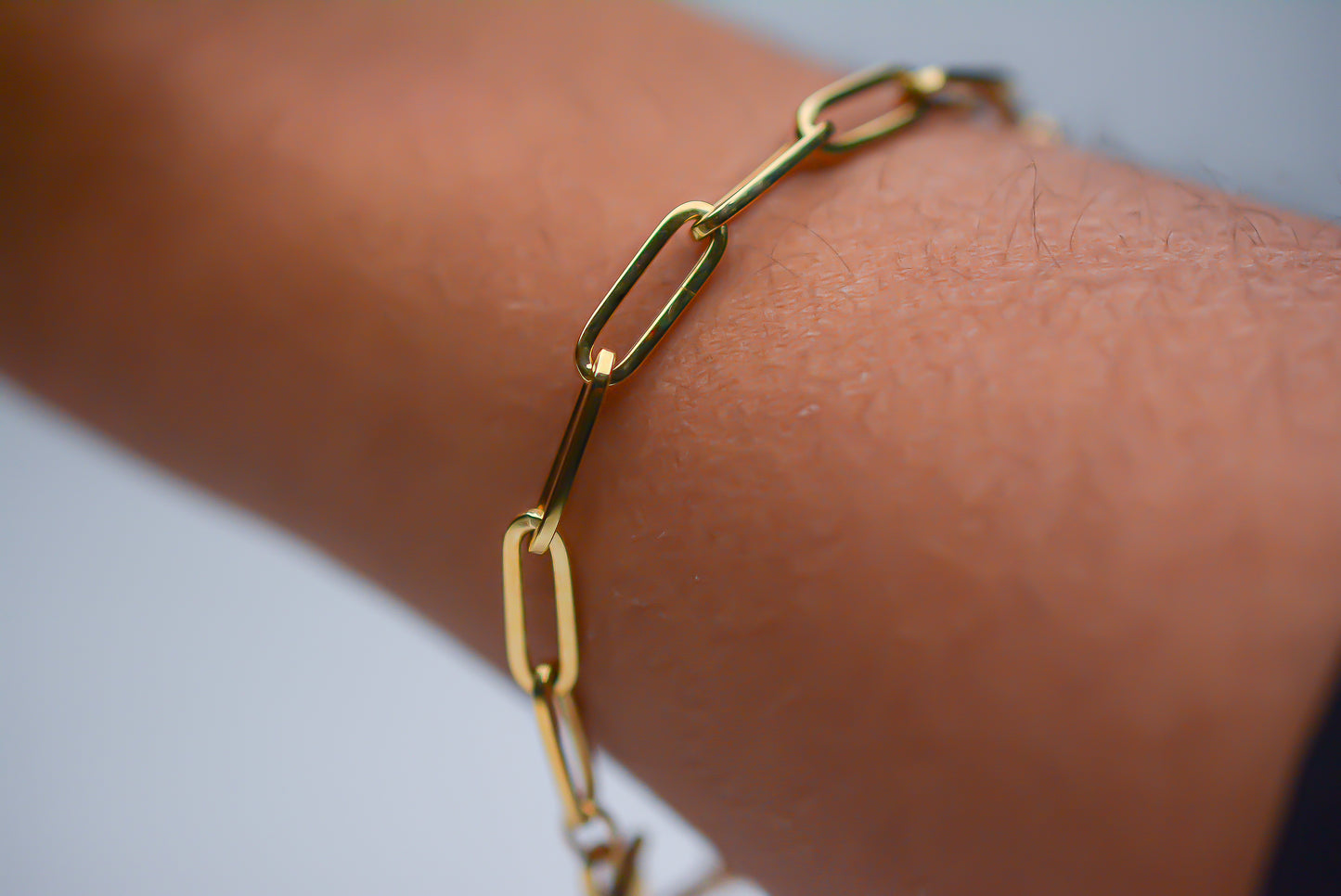 Yellow Gold Paperclip Bracelet