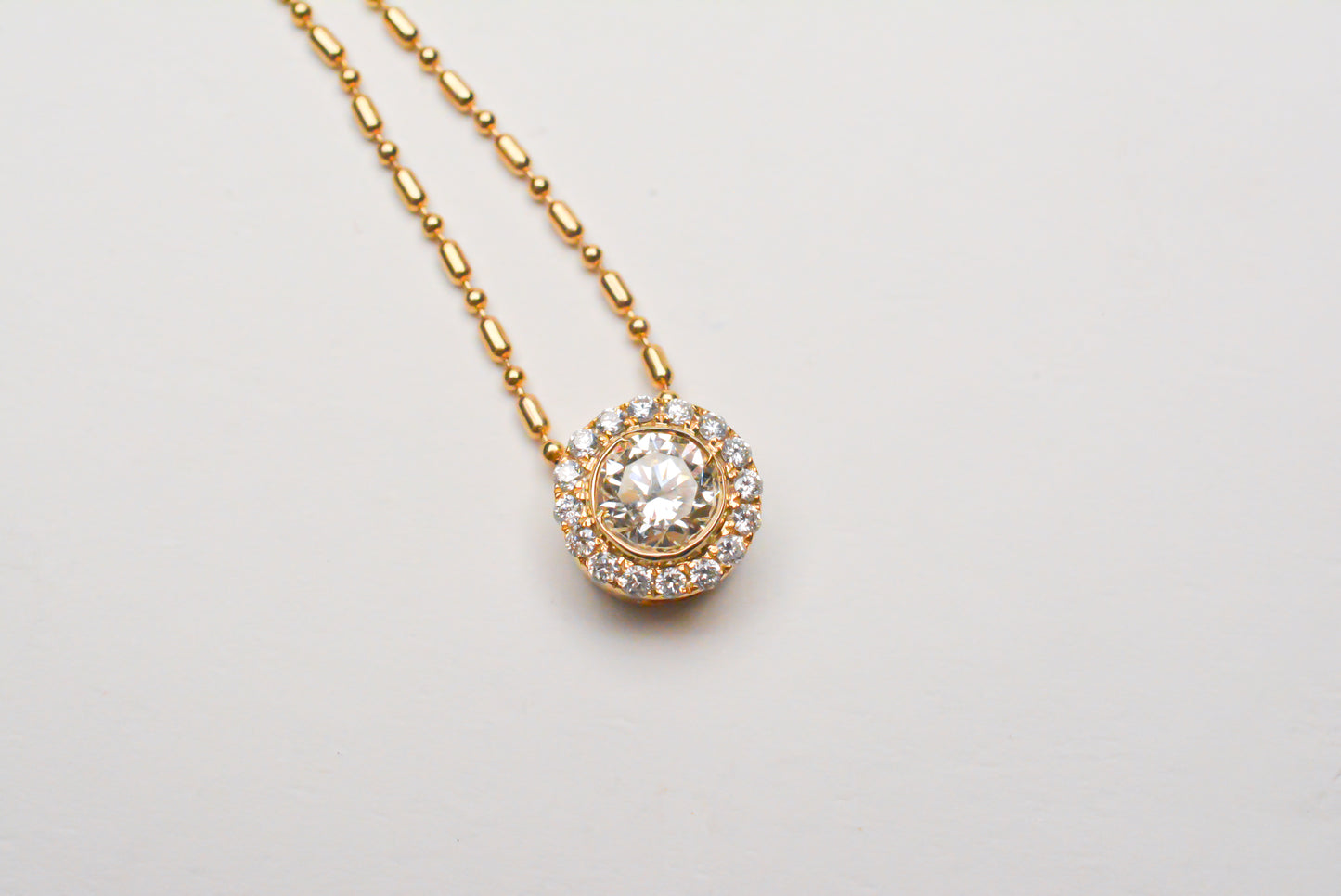 Diamond Halo Button Necklace
