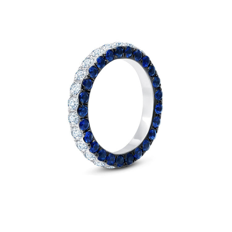 Graziela Sapphire & Diamond 3 Sided Band Ring