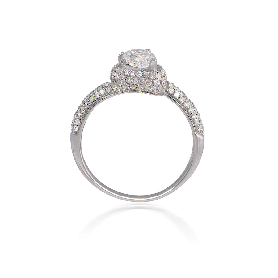 Pear-Shaped Pave Halo Bypass Engagement Ring