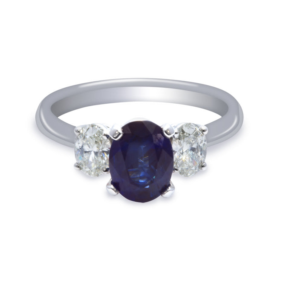 Asbury 2.00 Carat Oval Blue Sapphire Ring with Round Diamonds