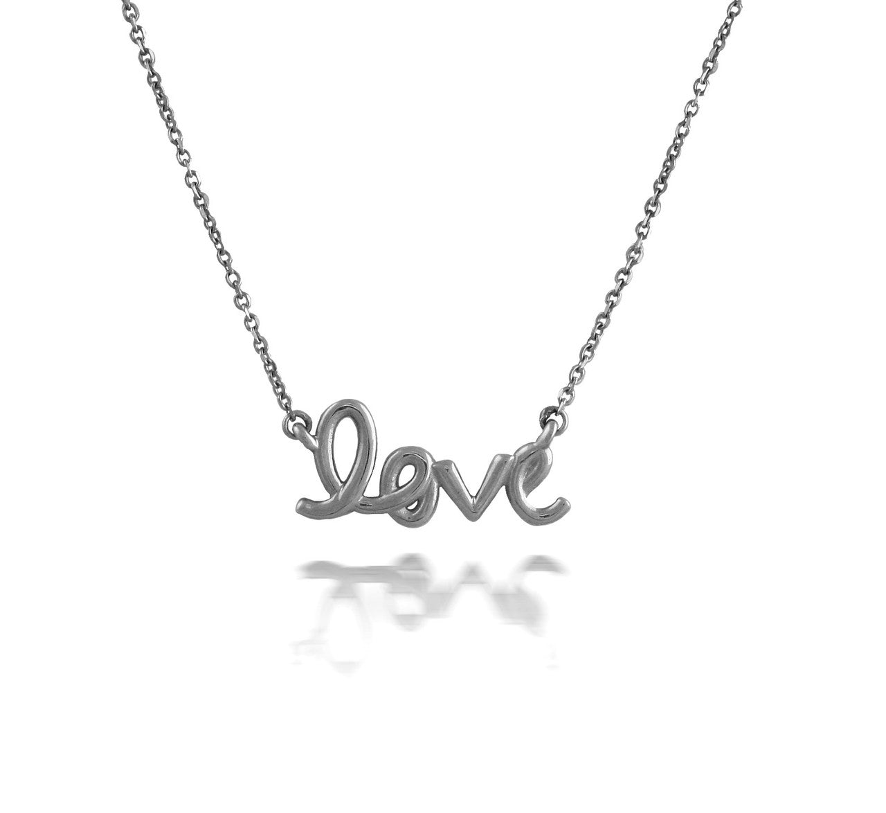 14k White Gold "Love" Necklace