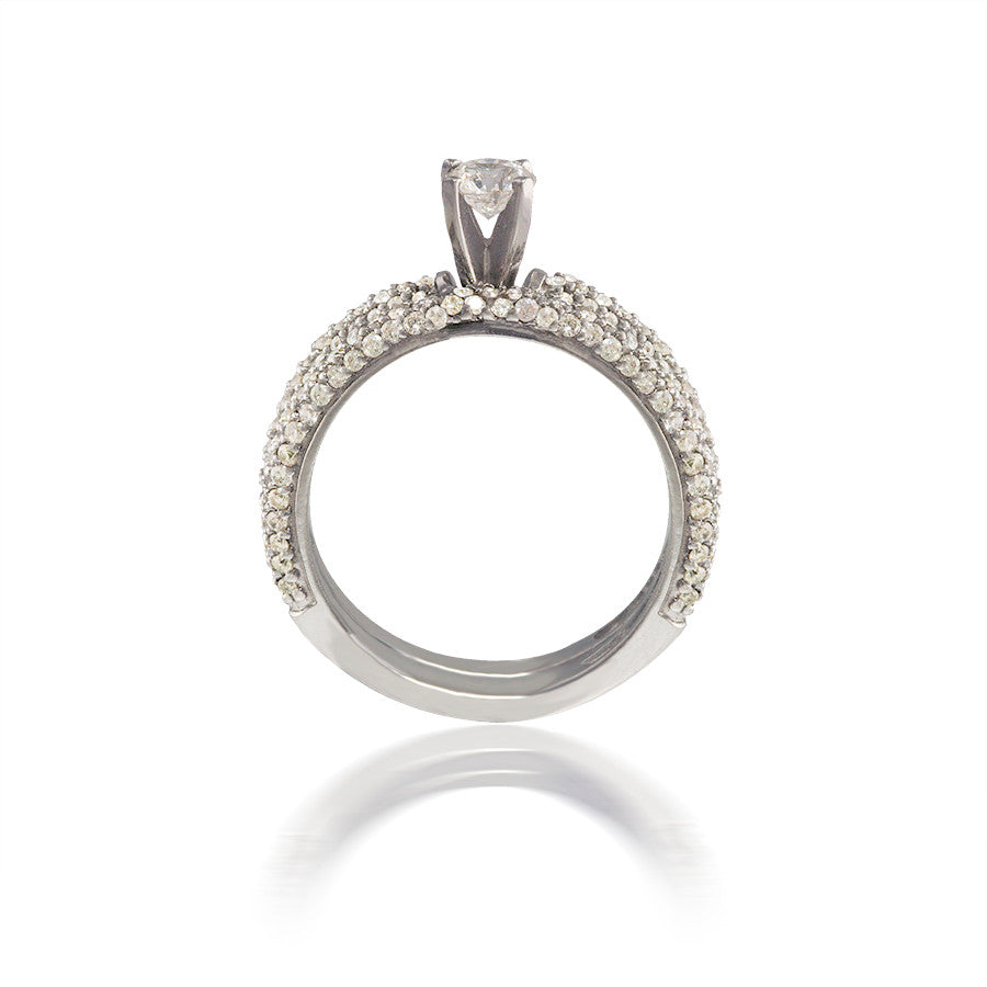 Diamond Pave Solitare Bridal Set