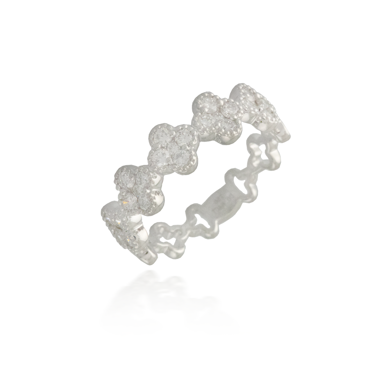 Flower White Gold Band