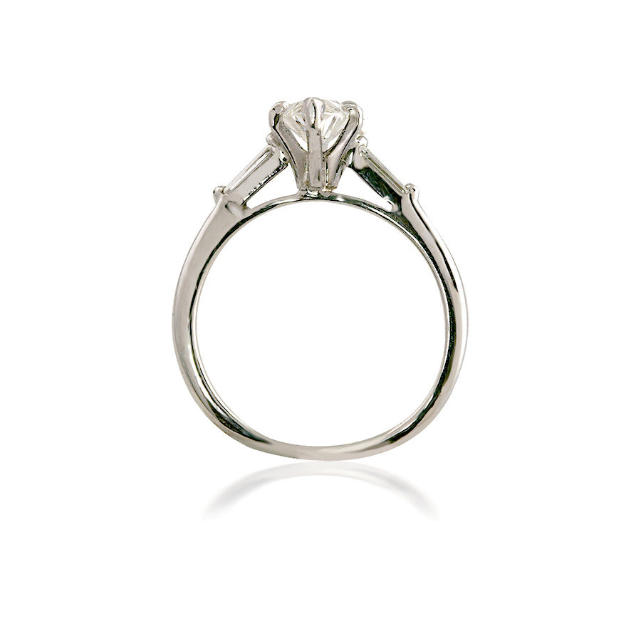 Three Stone Marquise and Baguette Diamond Engagement Ring