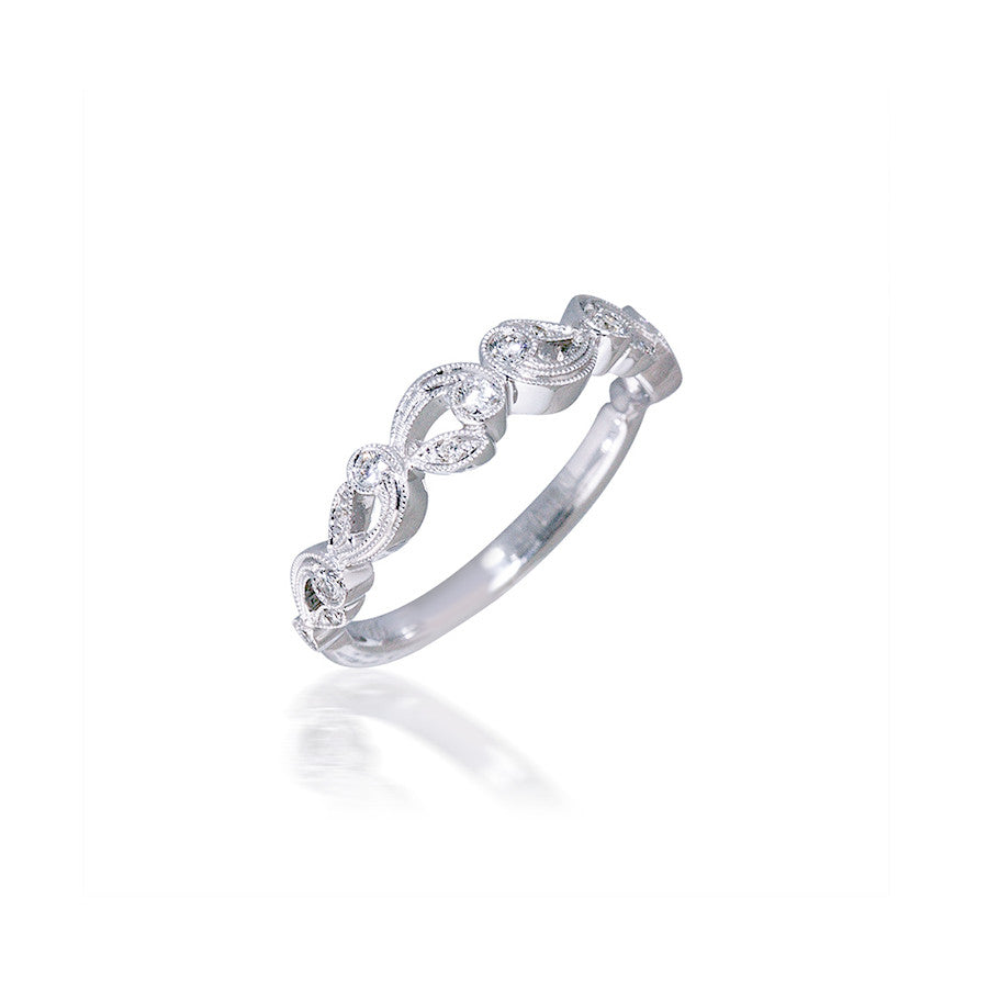 Milgrain Floral Diamond Band