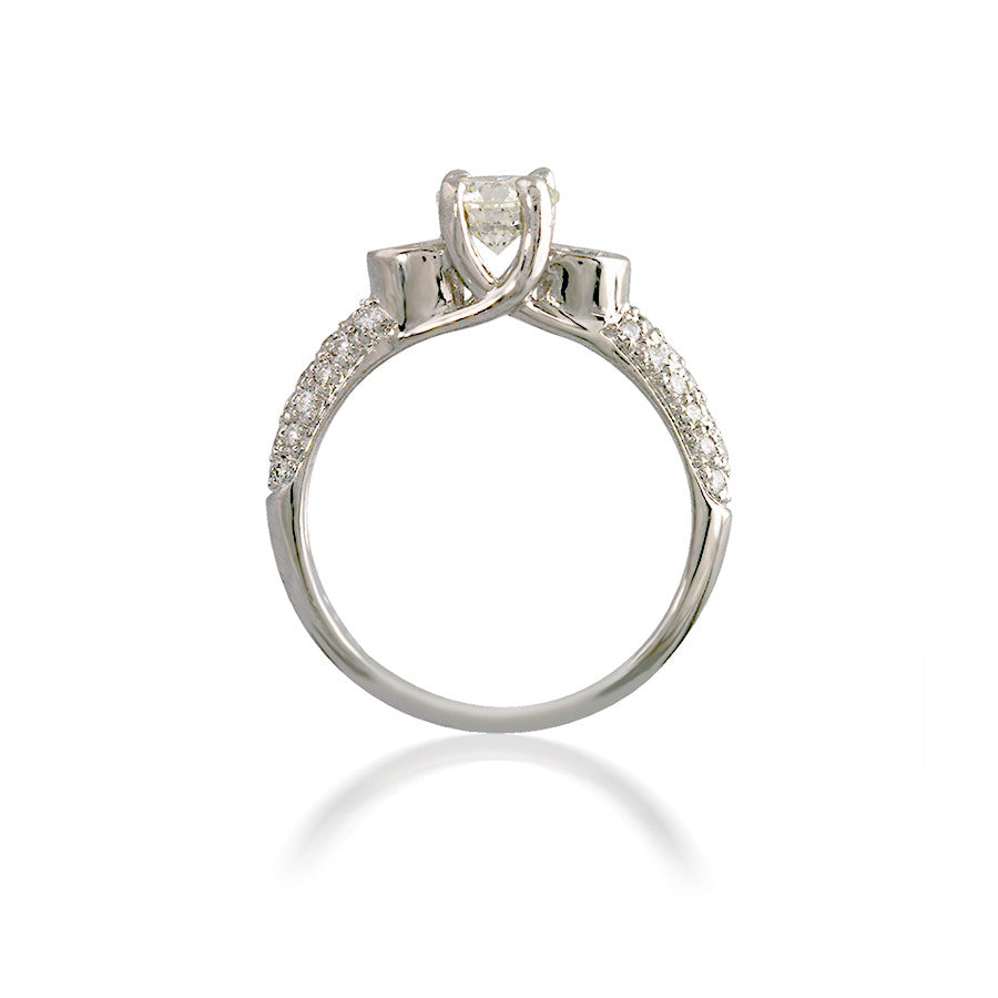 Three Stone Diamond Engagement Ring with Pave Band