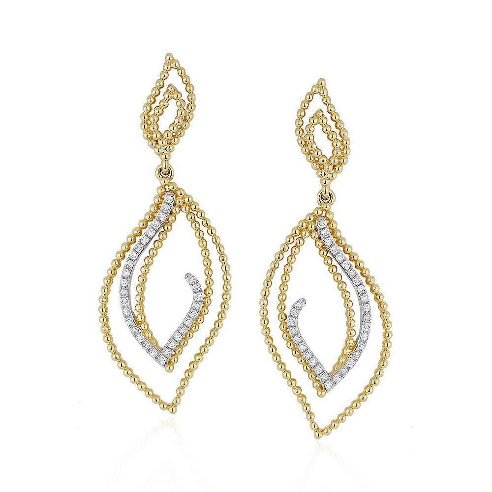 Madison L Beaded Leaves Diamond Drop Earrings
