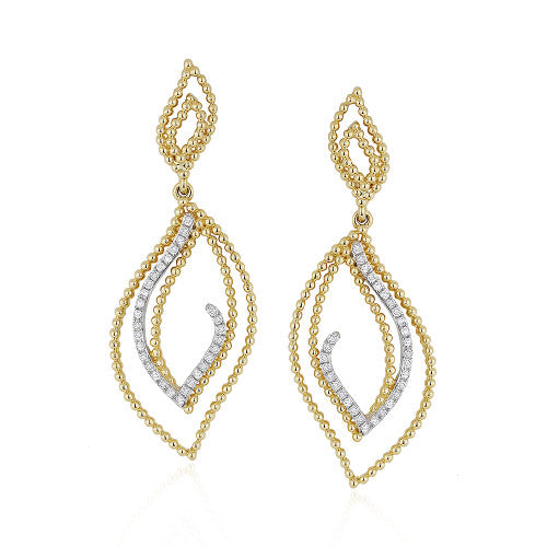 Madison L Beaded Leaves Diamond Drop Earrings