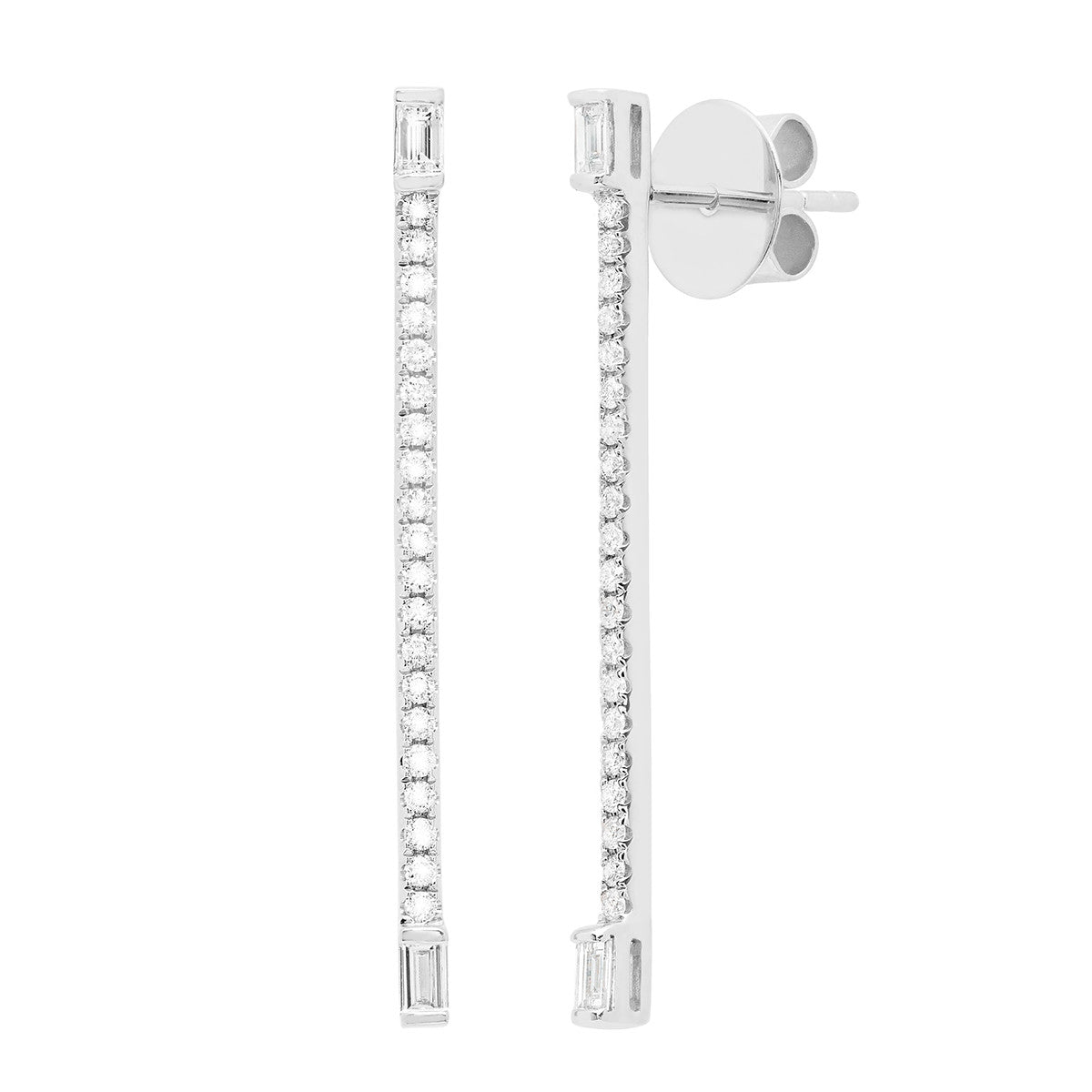 Graziela Kendall Long Linear Diamond Baguette Earrings