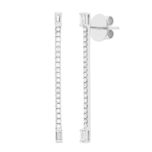 Graziela Kendall Long Linear Diamond Baguette Earrings