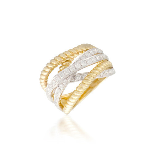Intersecting two-tone diamond Band