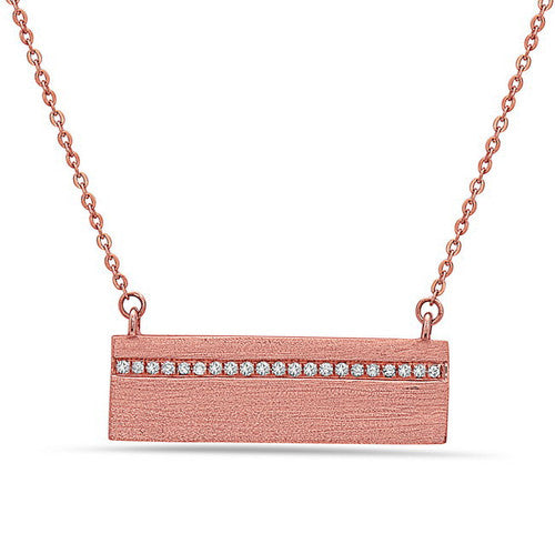 Bassali Textured Rose Gold Bar Pendant