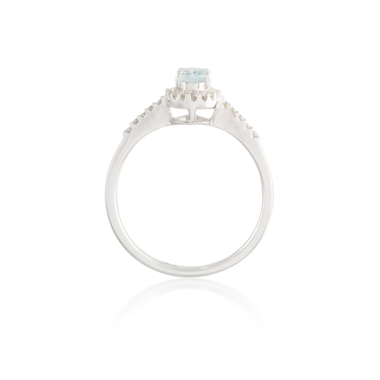 Oval Aquamarine and Diamond Halo Ring