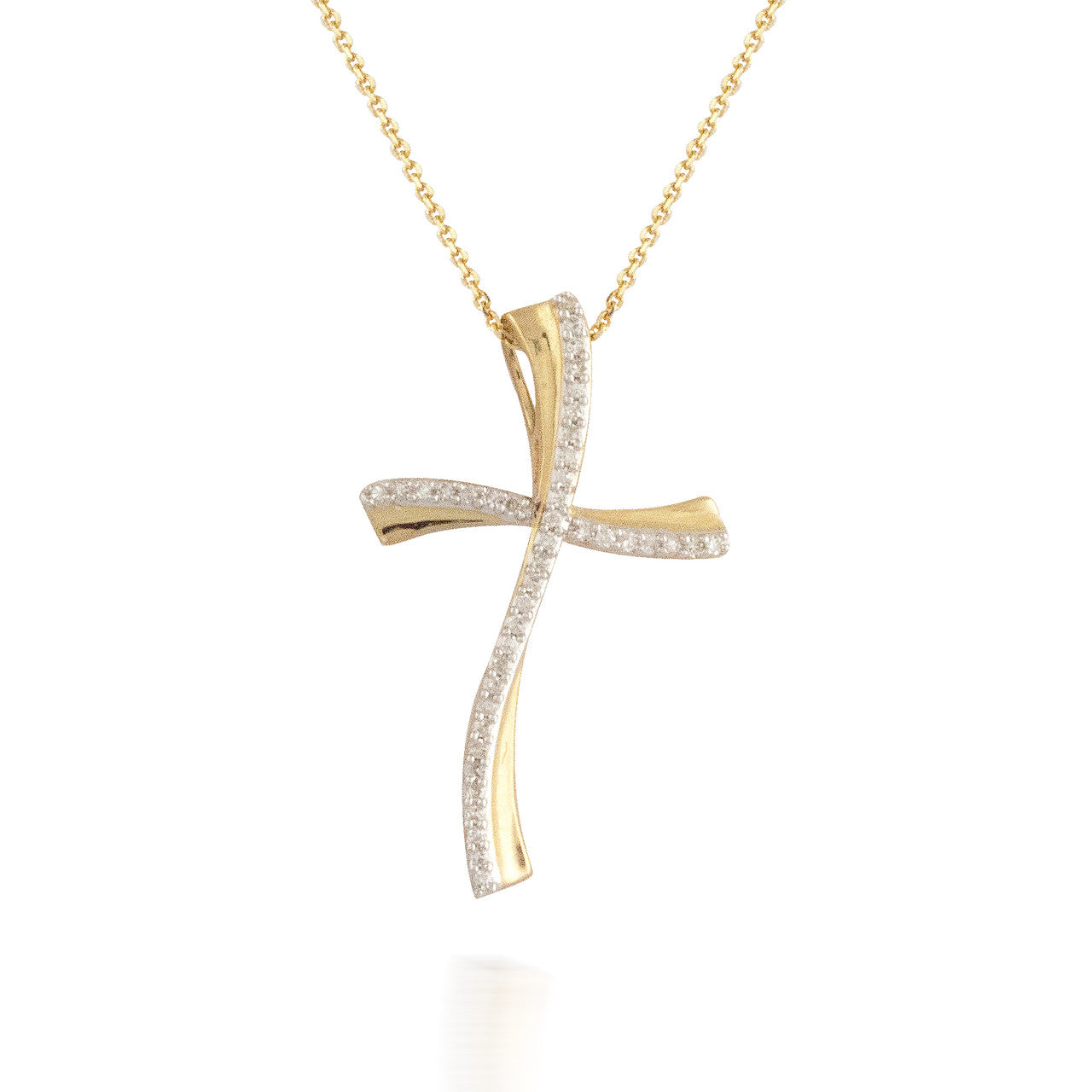 0.10ct Diamond Wavy Cross Pendant