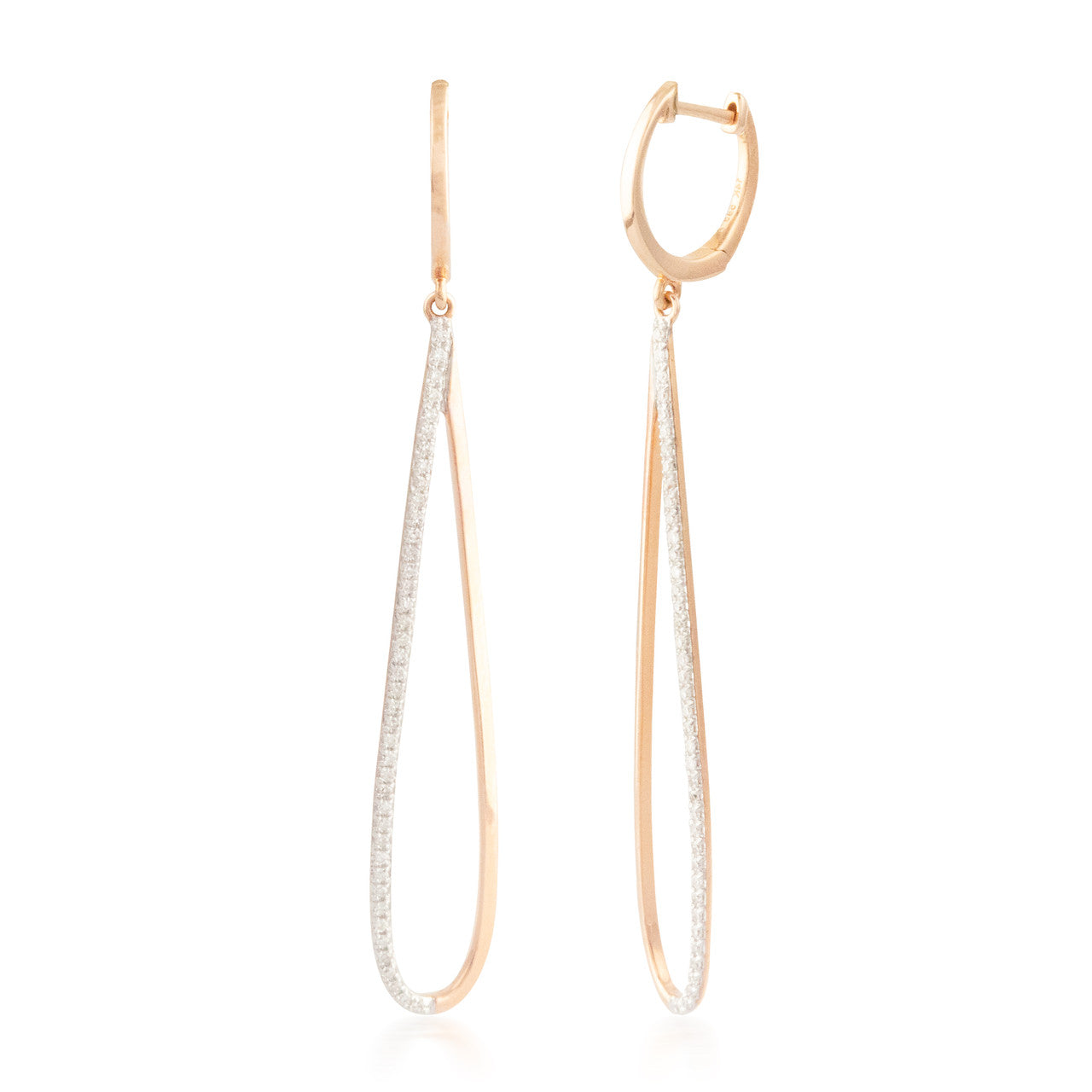 0.35ctw Two Done Diamond Dangling Hoop Earrings