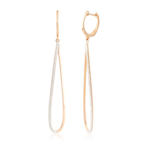 0.35ctw Two Done Diamond Dangling Hoop Earrings