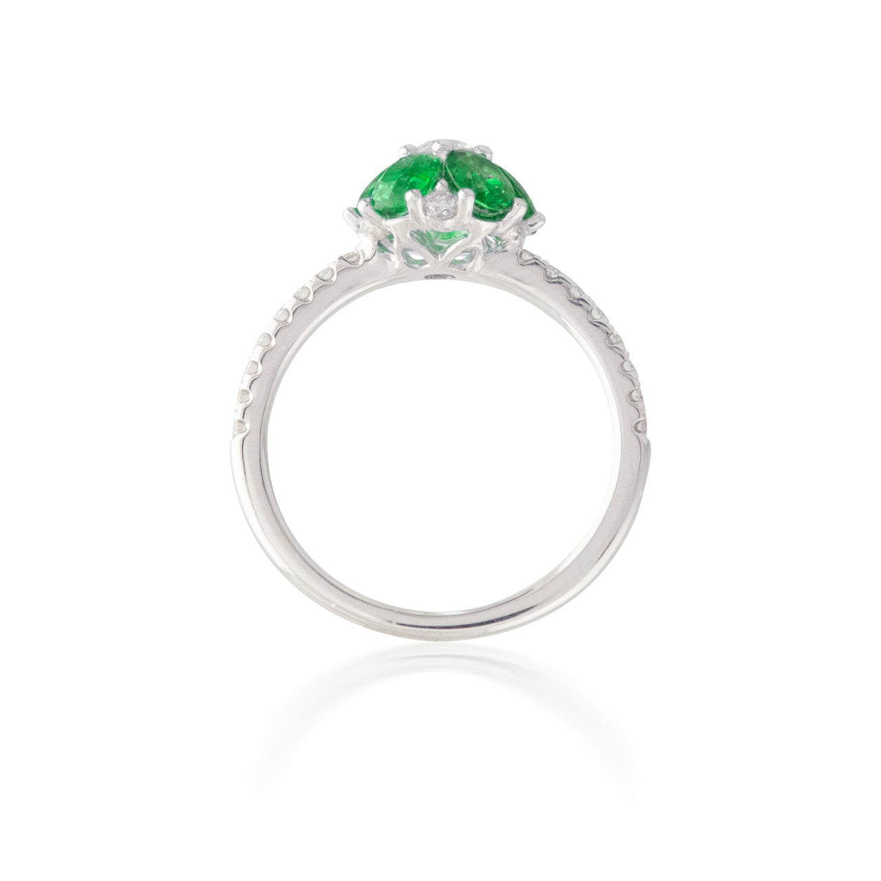 Emerald and Diamond Flower Ring