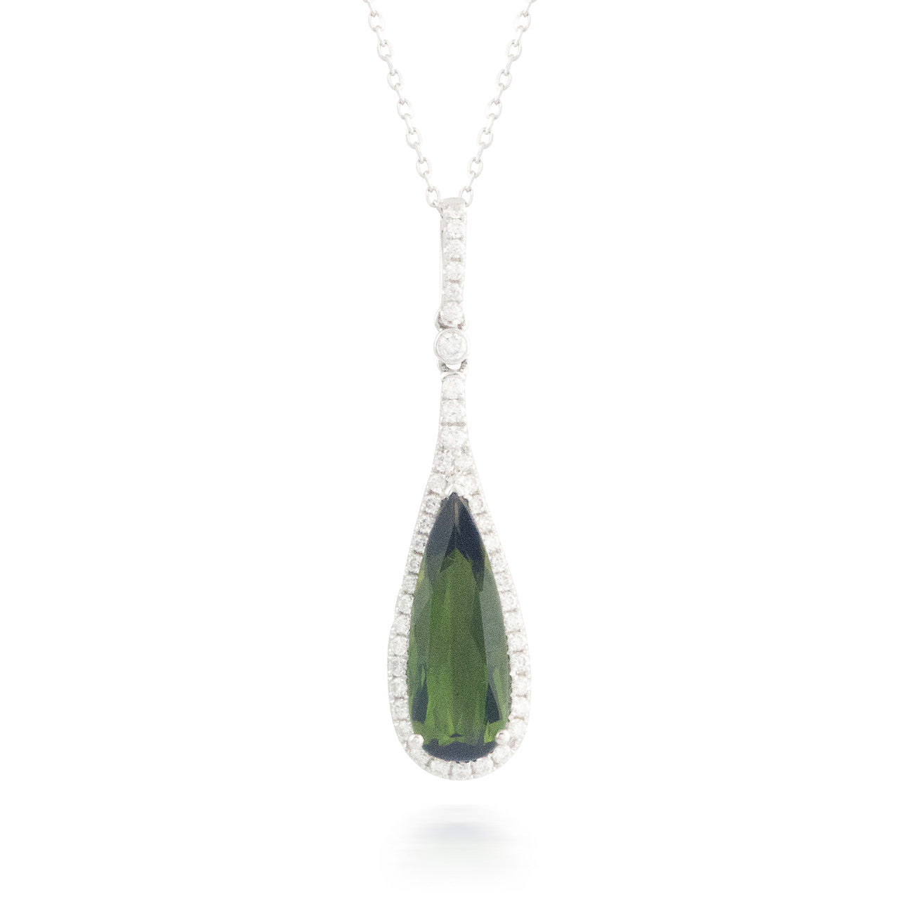 2.25ct Green Tourmaline and Diamond Pendant
