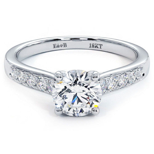 Round Center Chanel Bead Diamond Engagement Ring Setting