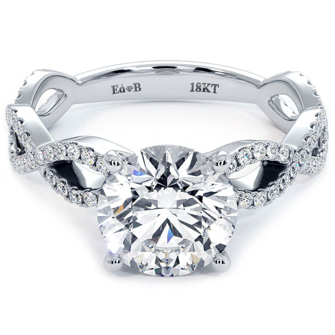 Round Center Petite Micropave Infinity Twist Diamond Engagement Ring Setting