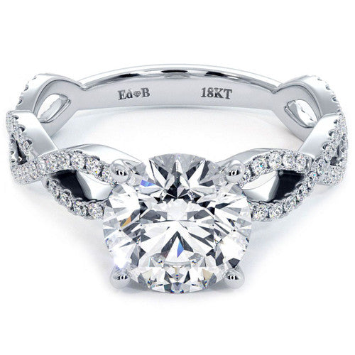 Round Center Petite Micropave Infinity Twist Diamond Engagement Ring Setting