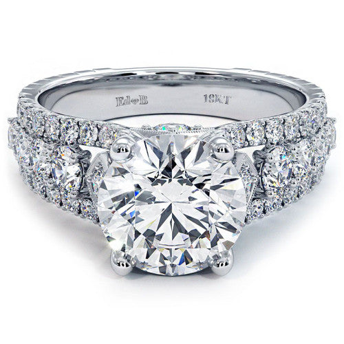 Round Center, Vintage Style Graduated Cathedral Split Shank Diamond Engagement Ring Setting