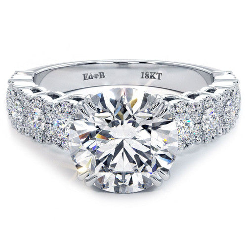 Round Center Micropave Halo Set Shank Diamond Engagement Ring Setting