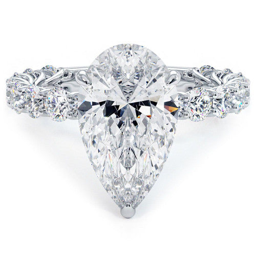 Pear Shape Hidden Halo Diamond Engagement Ring Setting
