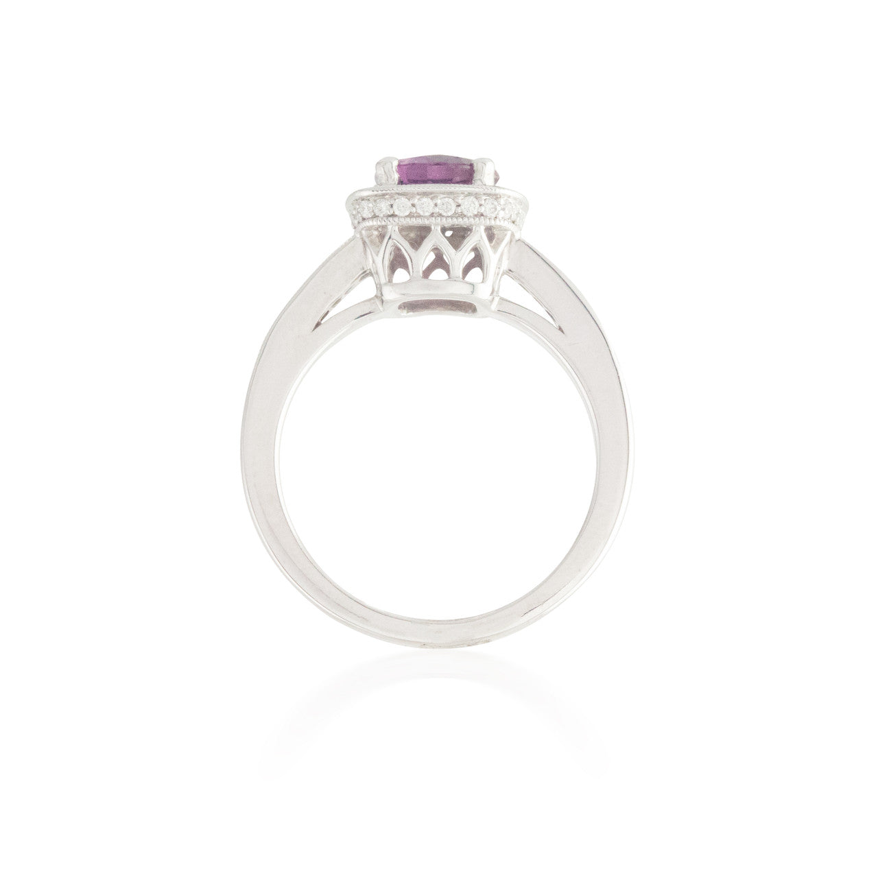 Round Pink Sapphire and Diamond Ring 2
