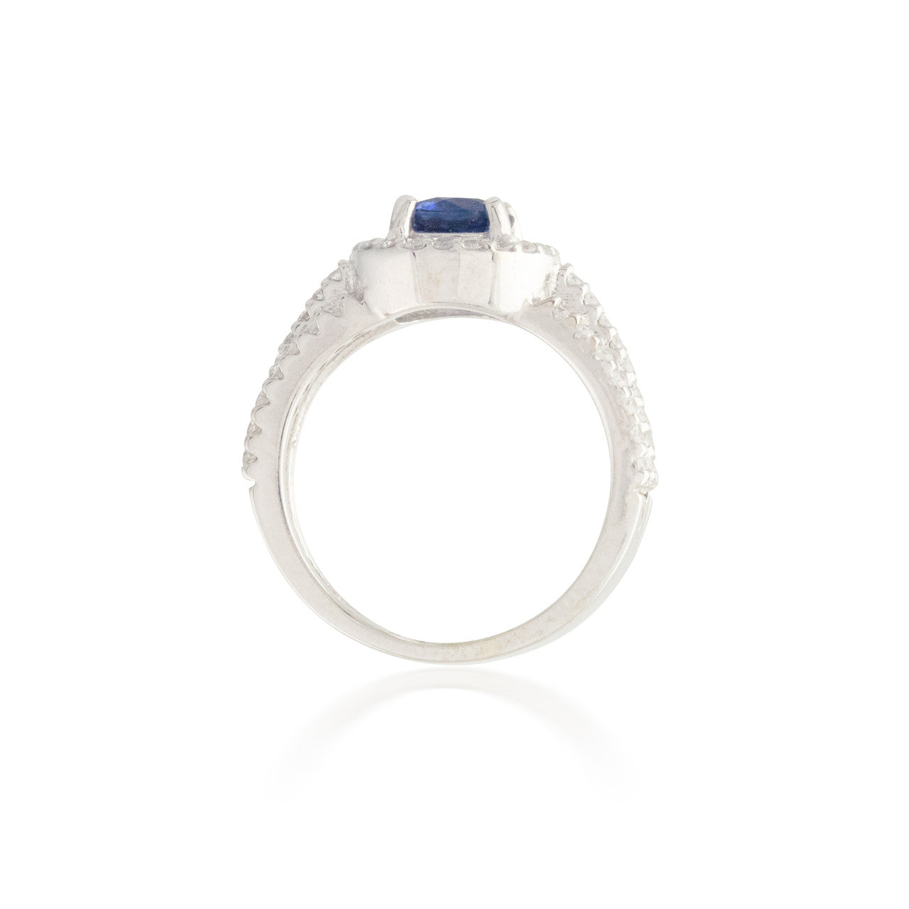 Sapphire and Triple Diamond Row Ring