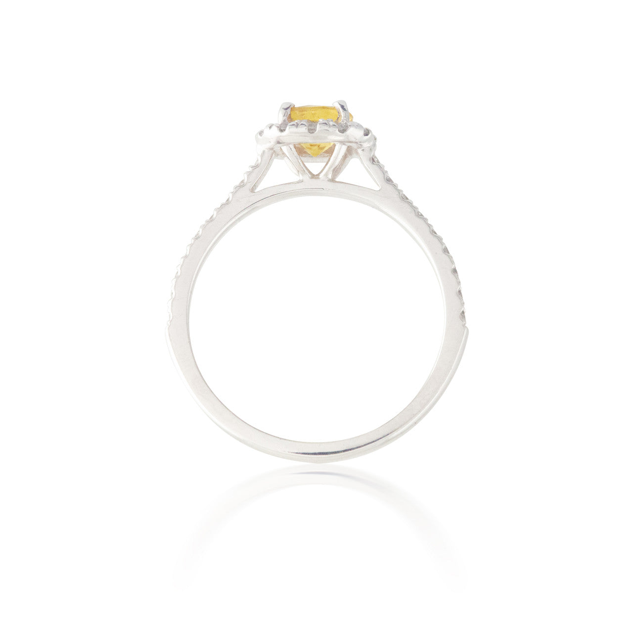 Round Yellow Sapphire Ring with Diamond Halo