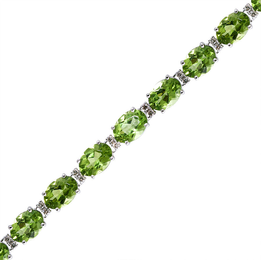 Classic Round Diamond and Oval Peridot Tennis Bracelet