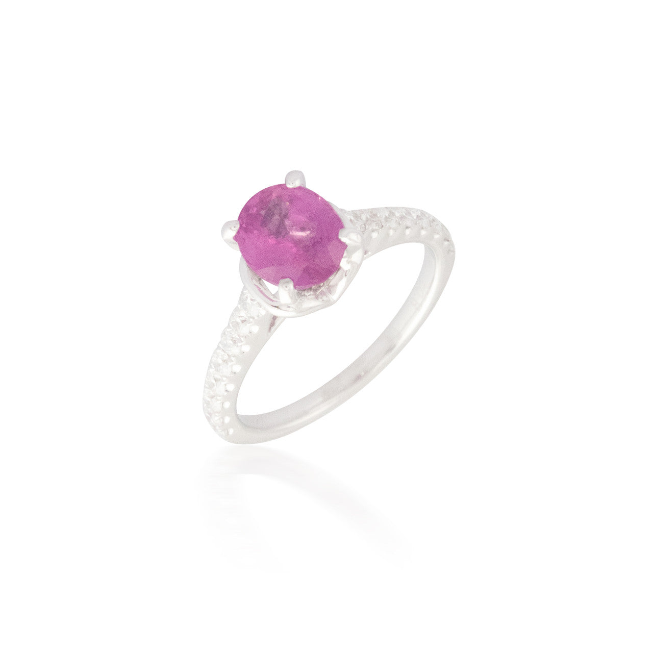 Oval Pink Sapphire and Diamond Ring 7