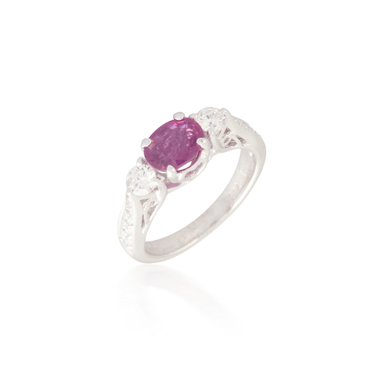 Oval Pink Sapphire and Diamond Ring 8