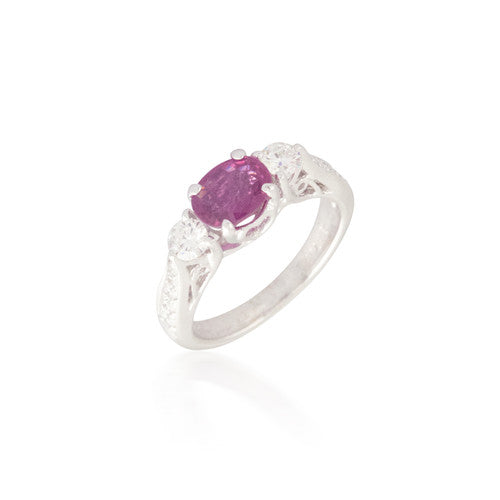 Oval Pink Sapphire and Diamond Ring 8