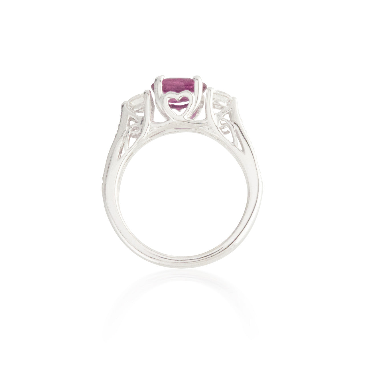 Oval Pink Sapphire and Diamond Ring 8