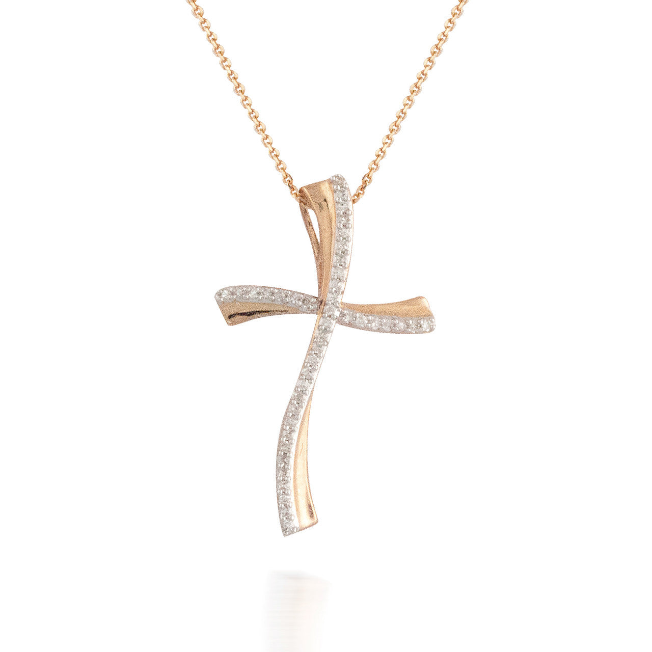 0.10ct Diamond Wavy Cross Pendant