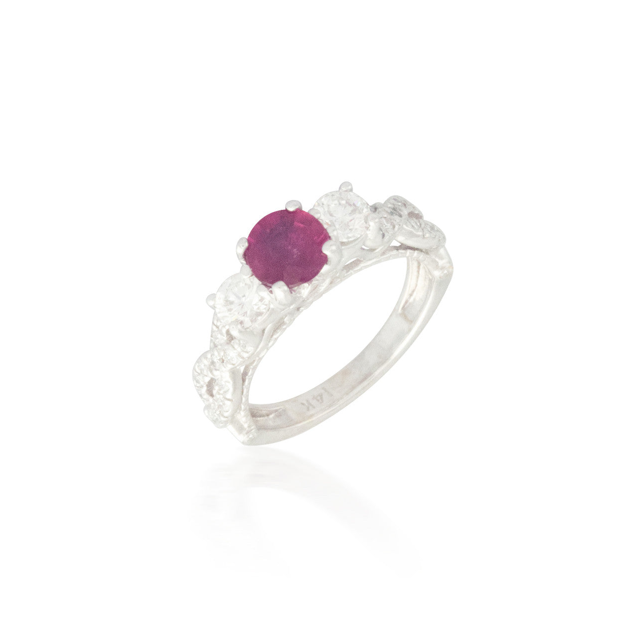 Three Stone Ruby and Diamond Ring with Twisted Band