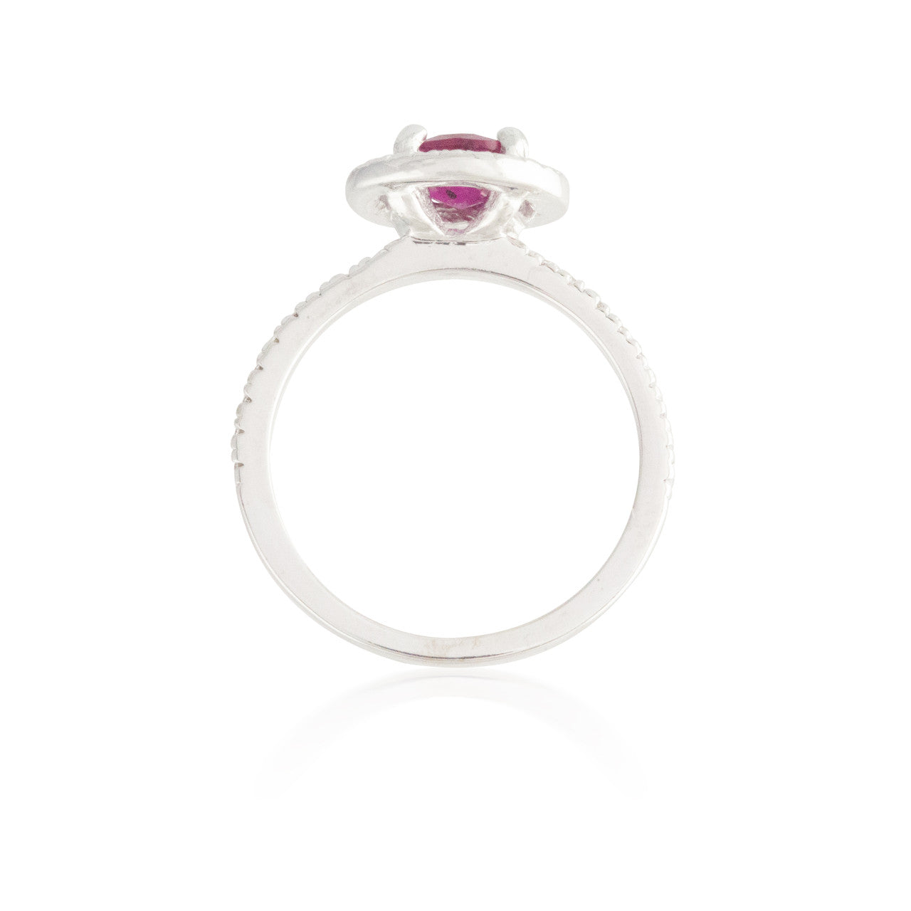 Oval Ruby and Diamond Halo Ring