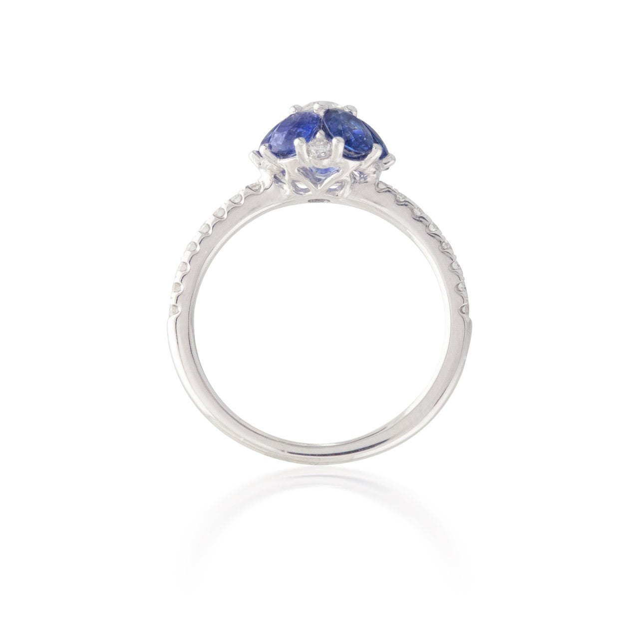 Sapphire and Diamond Flower Ring