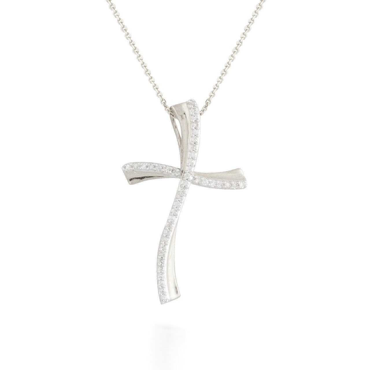 0.10ct Diamond Wavy Cross Pendant
