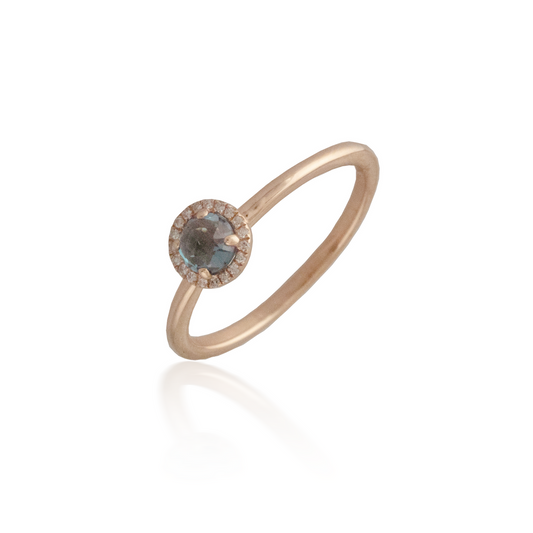Large Blue Topaz Rose Gold Band