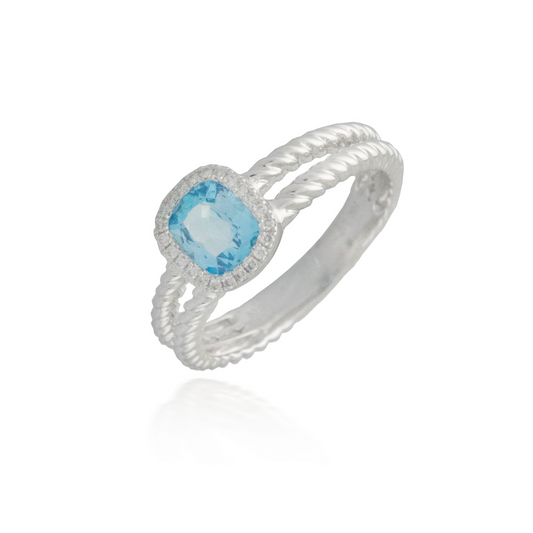 Blue Topaz White Gold Ring