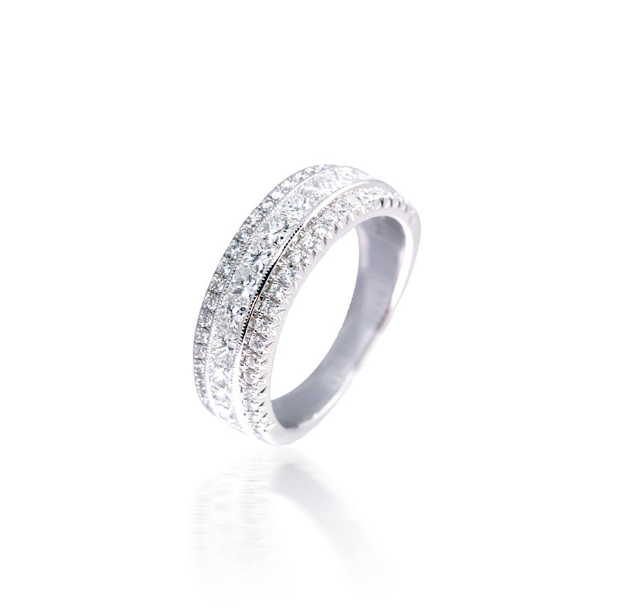 Three Row Round and Princess Diamond Band